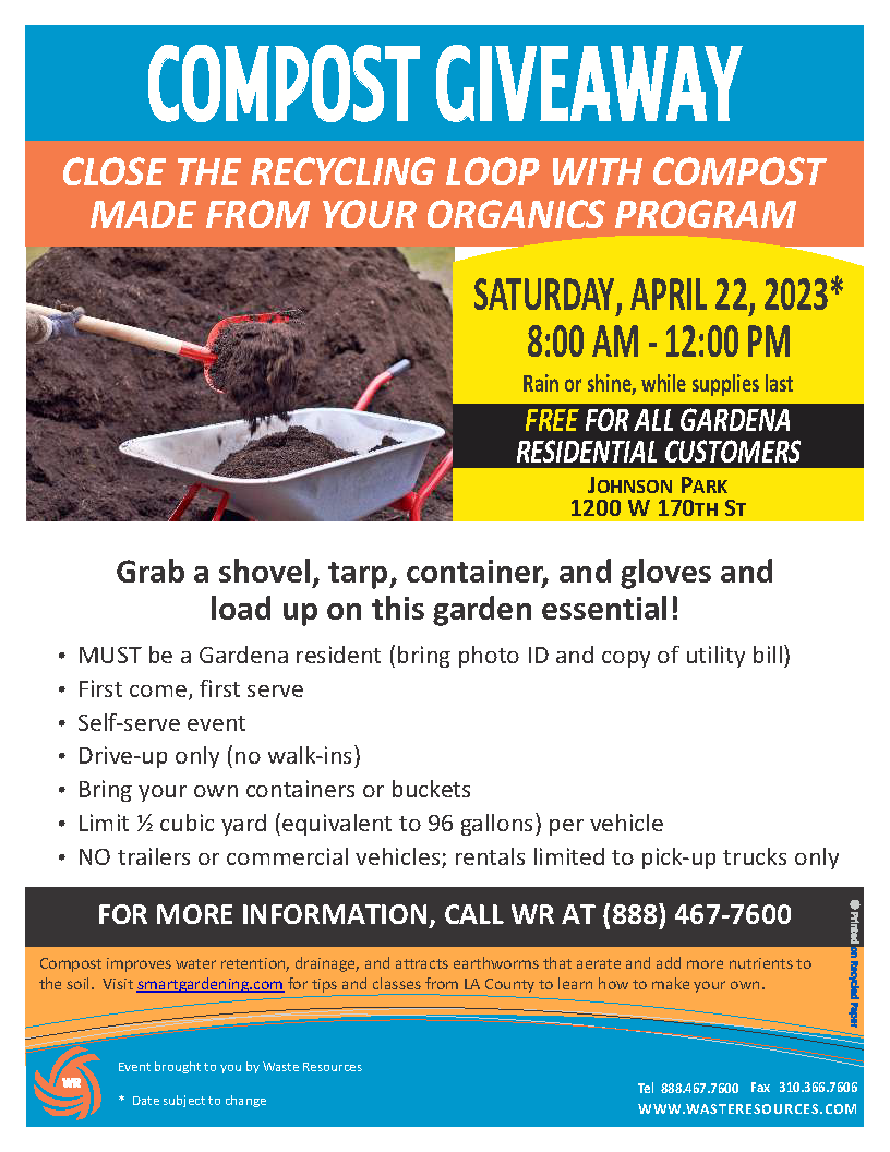 Gardena Compost Giveaway Scheduled for April 22 Waste Resources